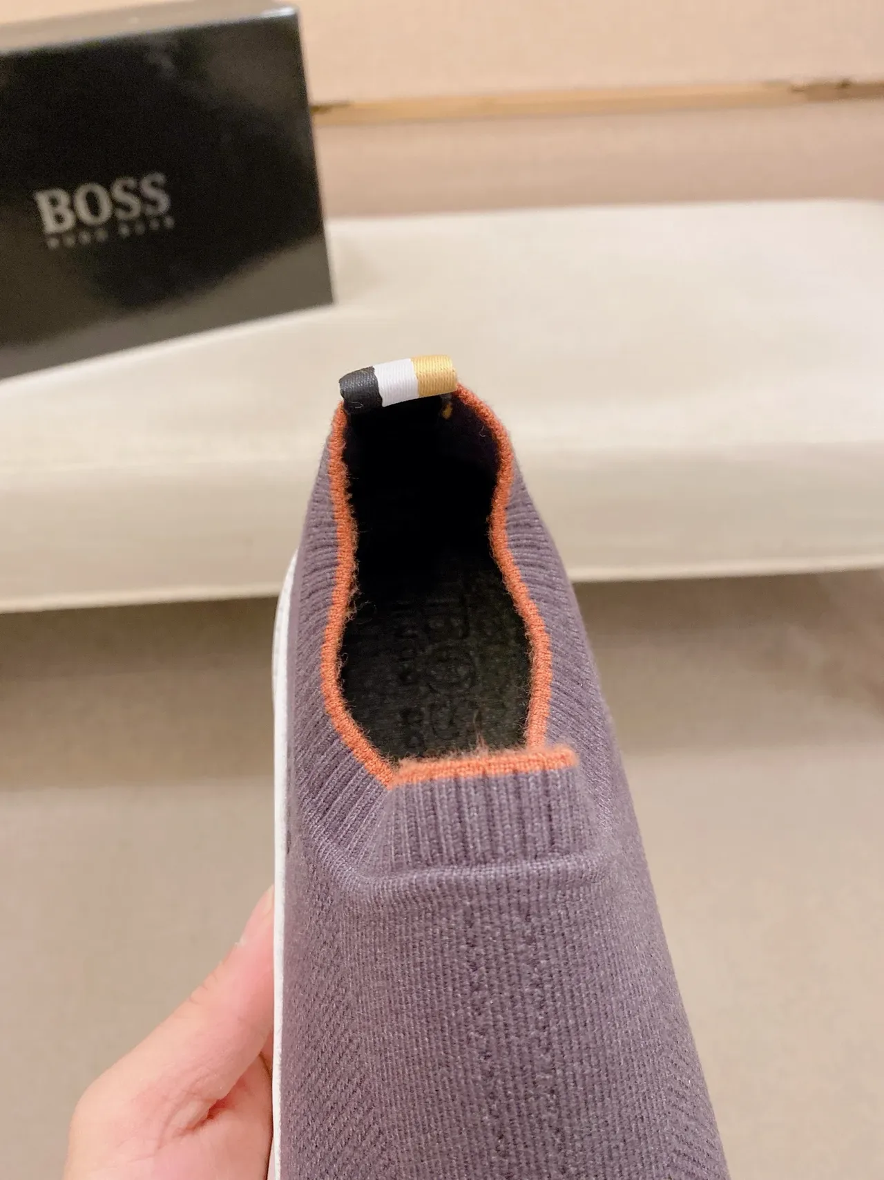 Hugo Boss Speed Trainer Sneakers Lifestyle Violet en Tricot à Enfiler 3