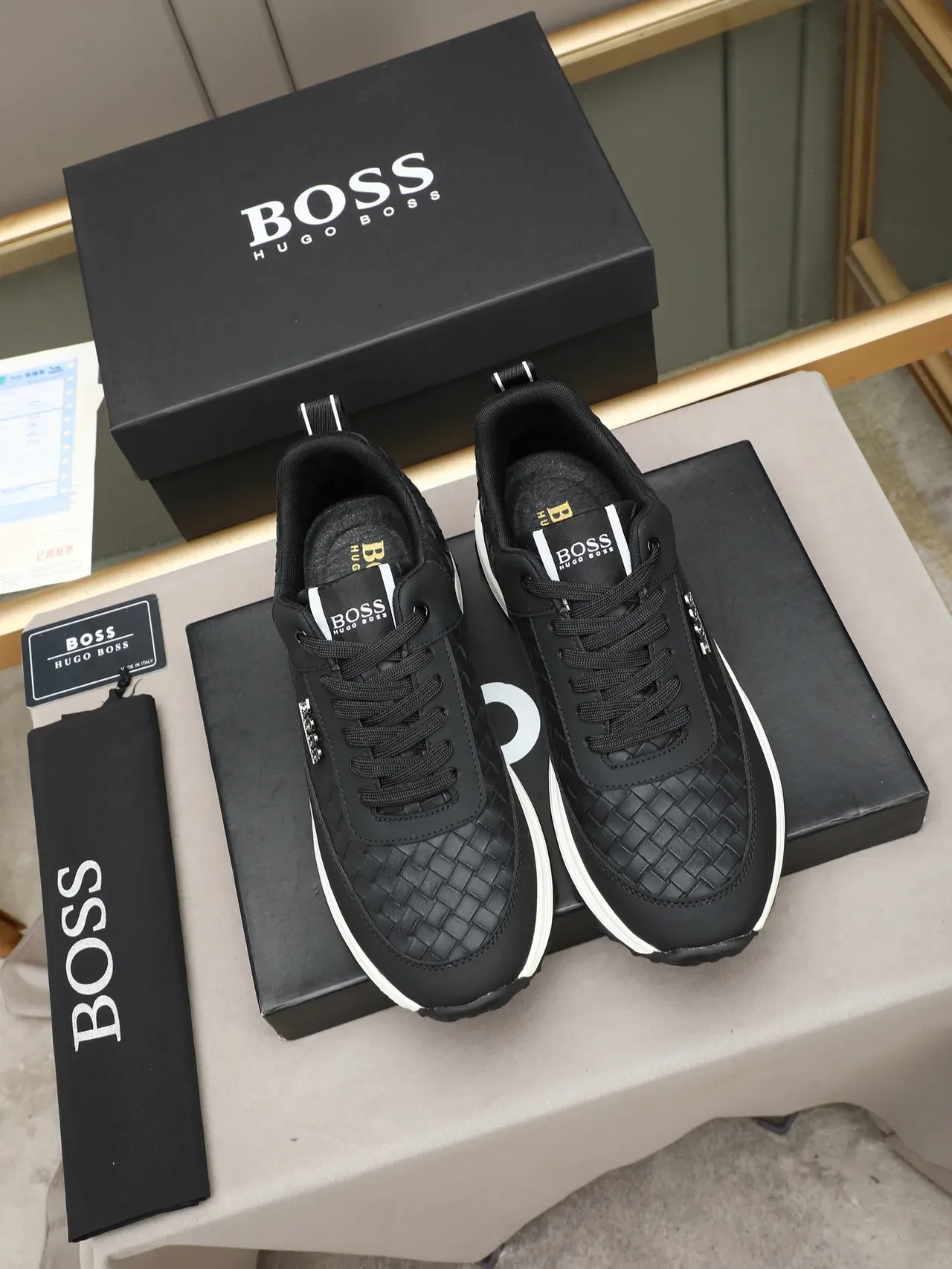 Hugo Boss Woven Leather Lifestyle Sneaker 3