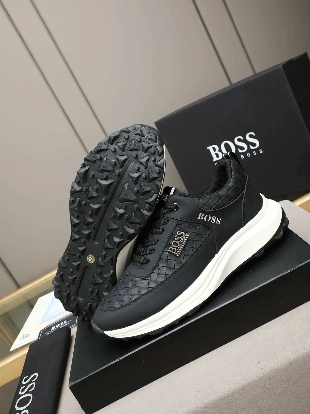 Hugo Boss Woven Leather Lifestyle Sneaker 5