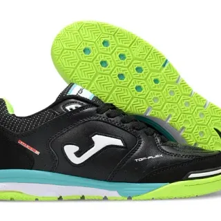 Joma Top-Flex Black Neon Green Turquoise Indoor Soccer Shoes