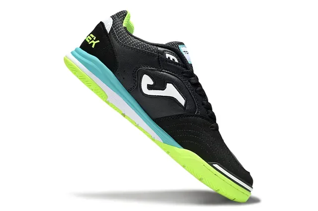 Joma Top-Flex Black Neon Green Turquoise Indoor Soccer Shoes 2