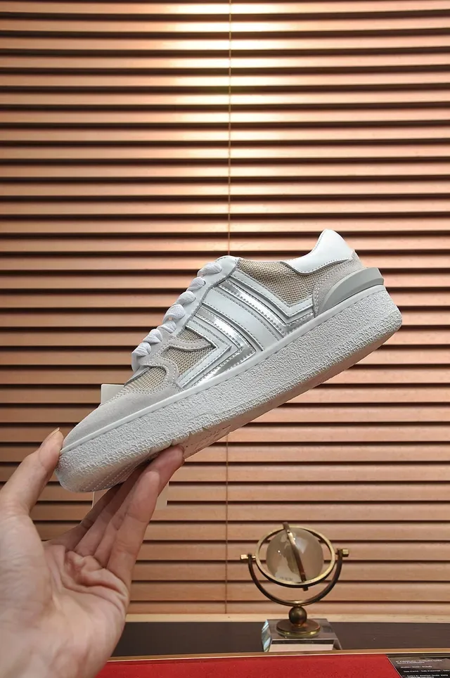 Lanvin Beige Blanc Low-Top Upper Hybride Mesh-Suede Lifestyle Sneakers 6