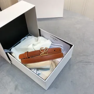 Loewe Anagram Belt بني ذهبي ضيق Contrast-Stitched جلد حزام