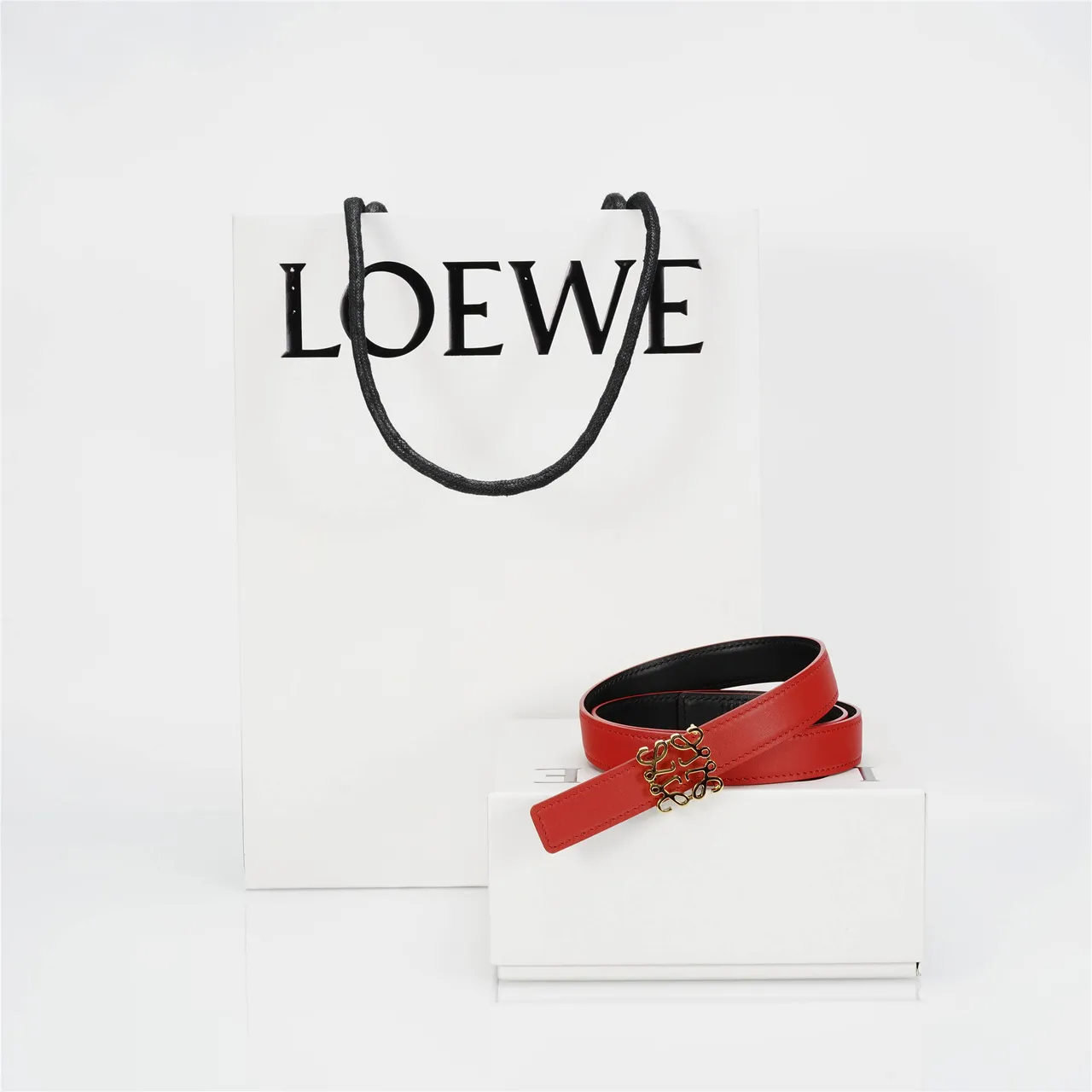 Loewe Anagram Belt Red Leather Belt 3