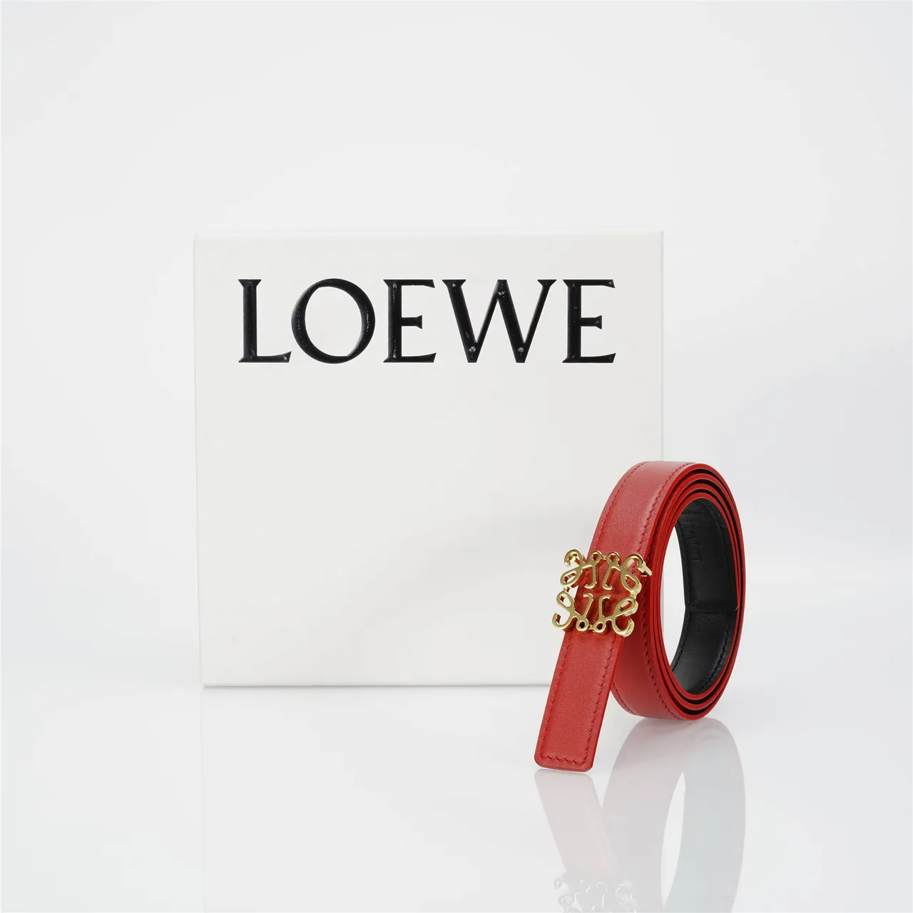 Loewe Anagram Belt Red Leather Belt 4
