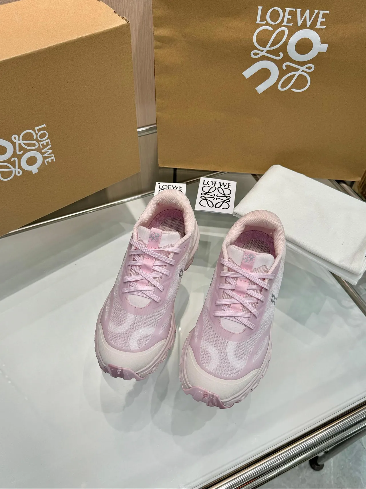 Loewe Flow Runner 2.0 Pink Mesh Chunky Sneakers 2
