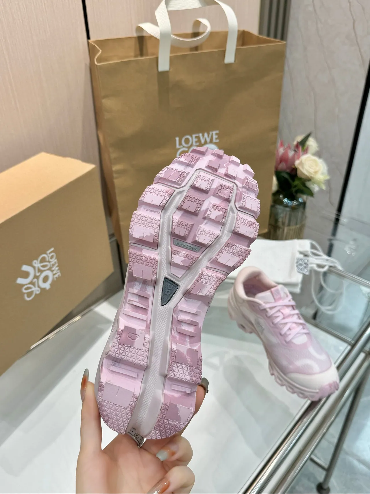 Loewe Flow Runner 2.0 Pink Mesh Chunky Sneakers 4