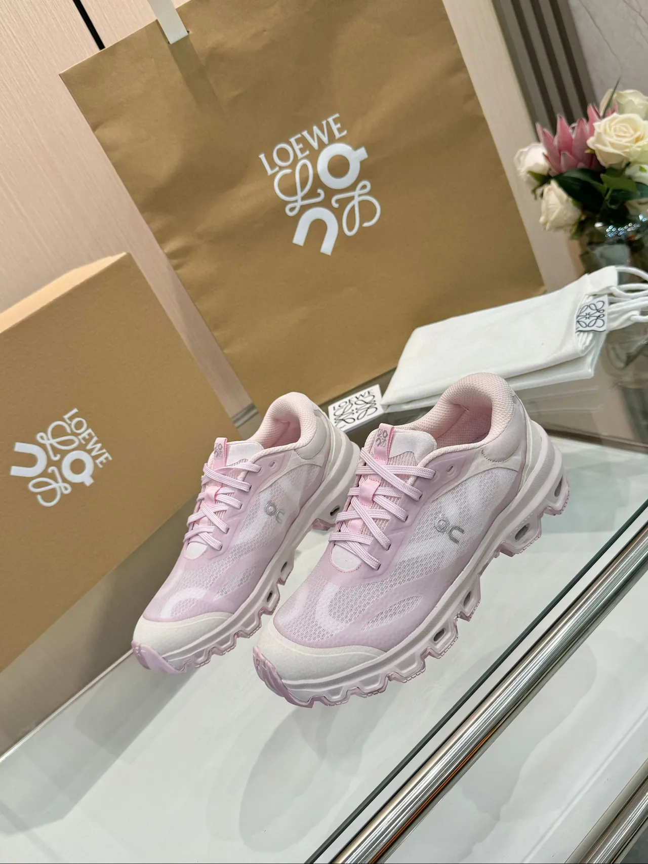 Loewe Flow Runner 2.0 Pink Mesh Chunky Sneakers 6