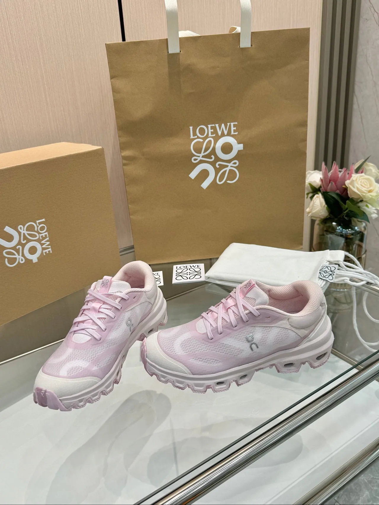 Loewe Flow Runner 2.0 Pink Mesh Chunky Sneakers 8