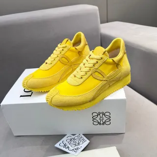 Loewe Yellow Monochromatic Suede And Leather Paneling Lifestyle Sneakers