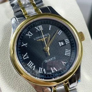 Longines Black Gold Two-Tone Stainless Steel Guilloché Dial Quartz Watch
