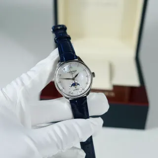 Longines Navy Silver Mother-of-Pearl Dial Diamond Hour Markers Mechanical Watch