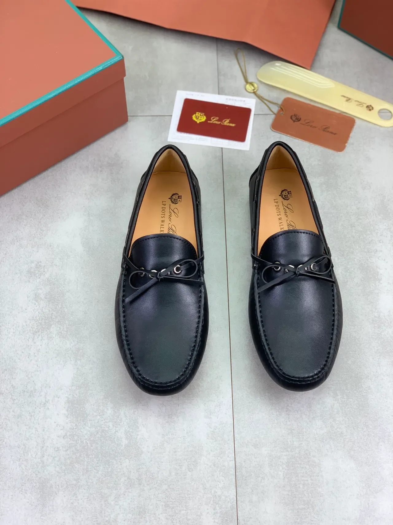 Loro Piana Black Leather Eyelet Bow Loafer 4