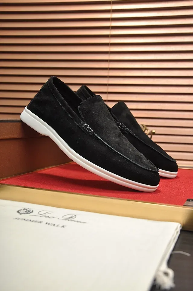 Loro Piana Black White Suede Rubber Sole Loafer 9