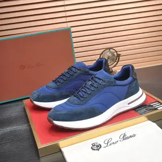 Loro Piana Blue and Navy Suede Nylon Lifestyle Sneakers