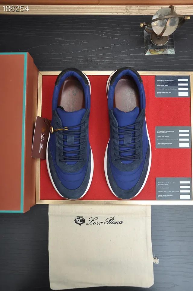 Loro Piana Tênis Lifestyle Azul e Marinho de Camurça e Nylon 5