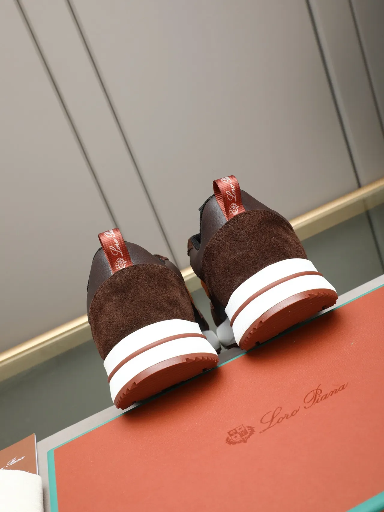 Loro Piana Brown Beige Mixed-Material Upper Knit And Suede Paneling Sneakers 3
