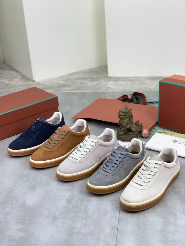 Loro Piana Gray Beige Suede Upper Gum Rubber Sole Lifestyle Sneakers 2