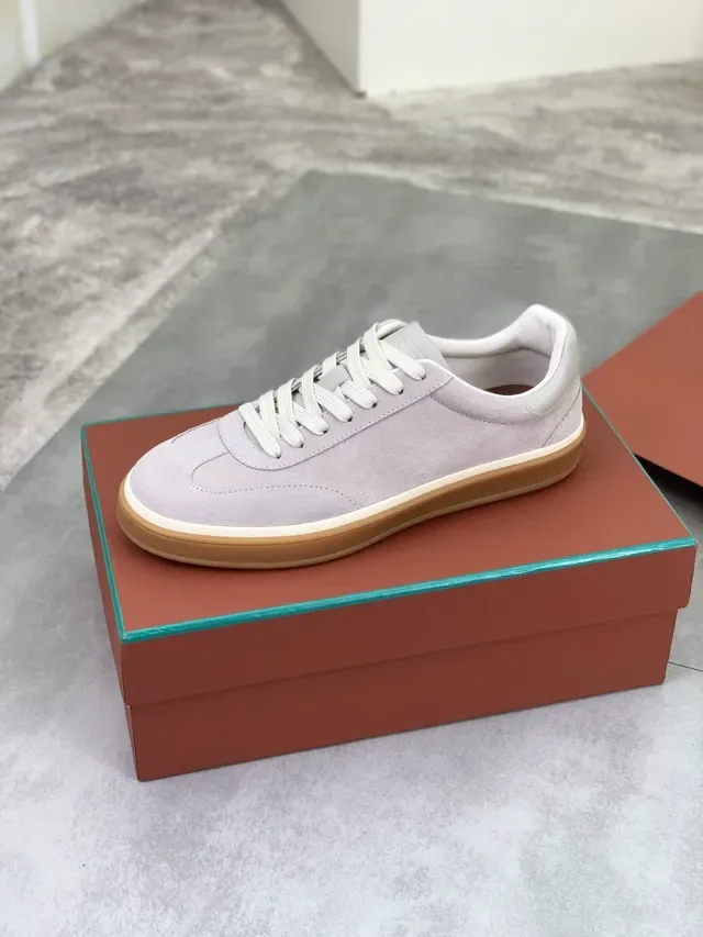 Loro Piana Gray Beige Suede Upper Gum Rubber Sole Lifestyle Sneakers 5