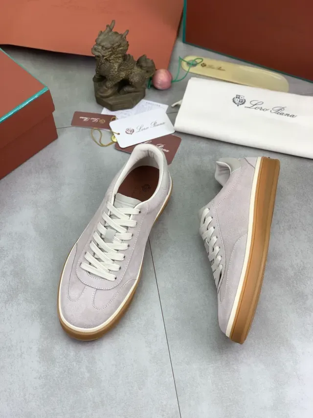 Loro Piana Gray Beige Suede Upper Gum Rubber Sole Lifestyle Sneakers 6