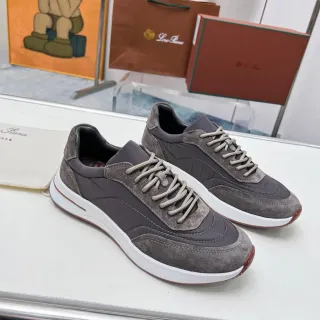 Loro Piana Gray Suede and Nylon Lifestyle Sneakers