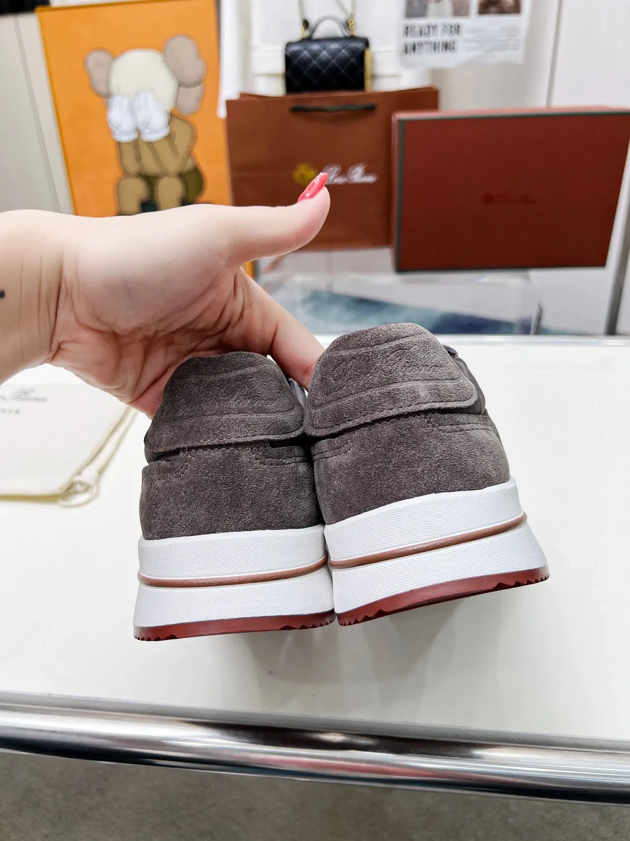Loro Piana Chaussures lifestyle en daim gris et nylon 6