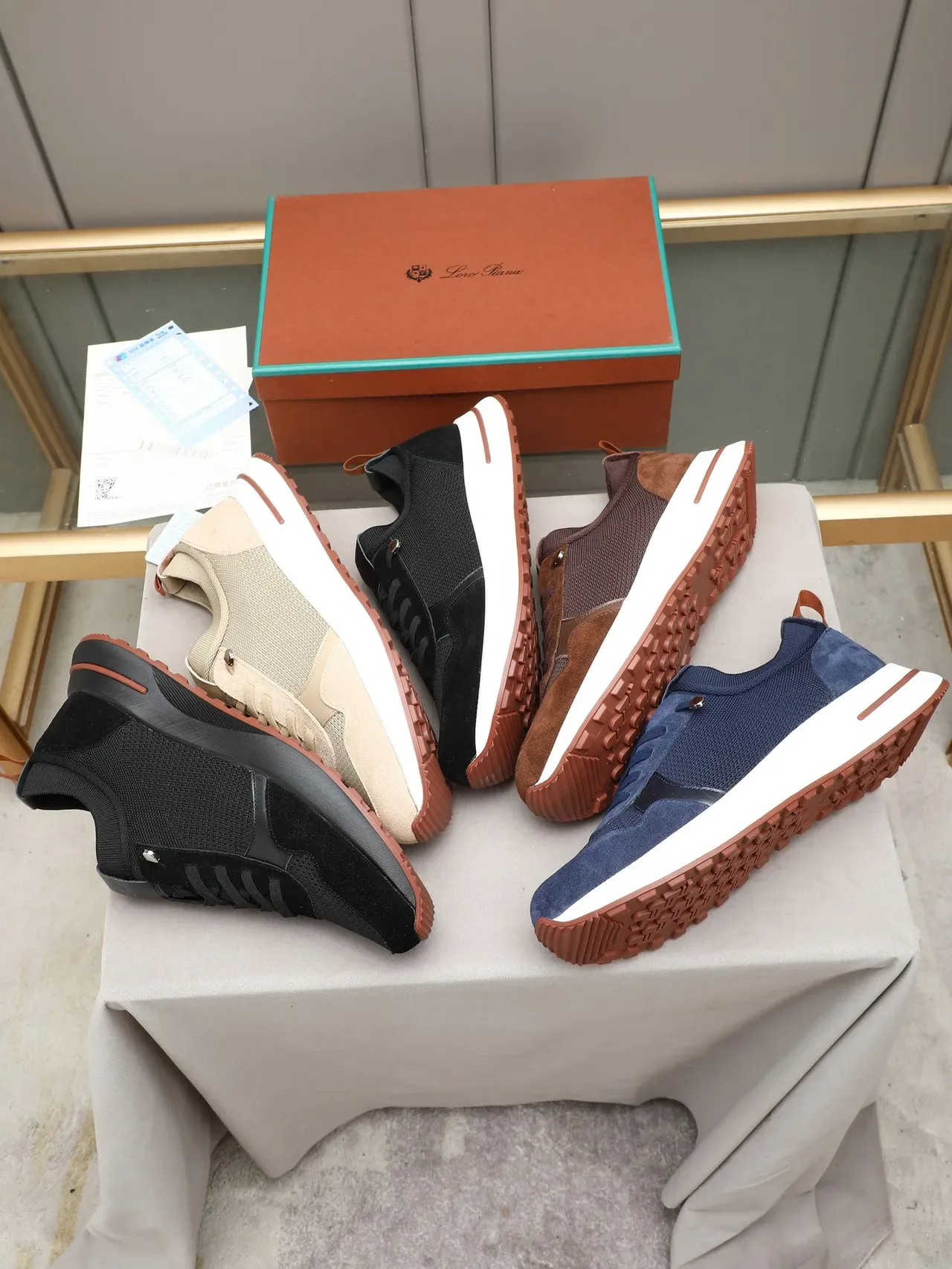Loro Piana Summer Walk Navy Mesh and Suede Lifestyle Sneaker 2