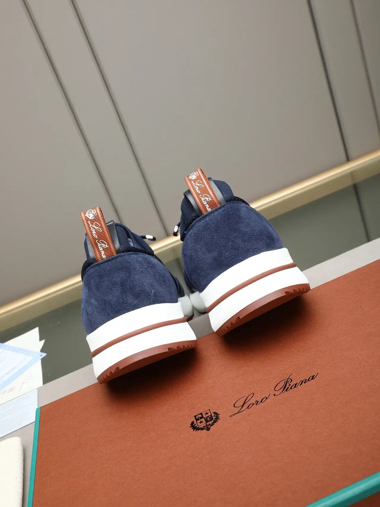 Loro Piana Summer Walk Navy Mesh and Suede Lifestyle Sneaker 4