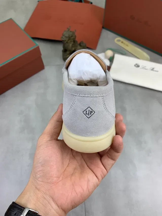 Loro Piana Tennis Walk Light Gray Suede Loafers 2