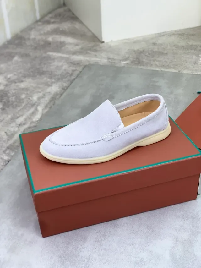Loro Piana Tennis Walk Light Gray Suede Loafers 4