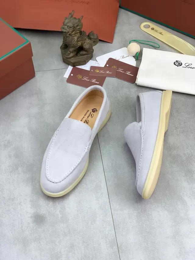 Loro Piana Tennis Walk Light Gray Suede Loafers 5
