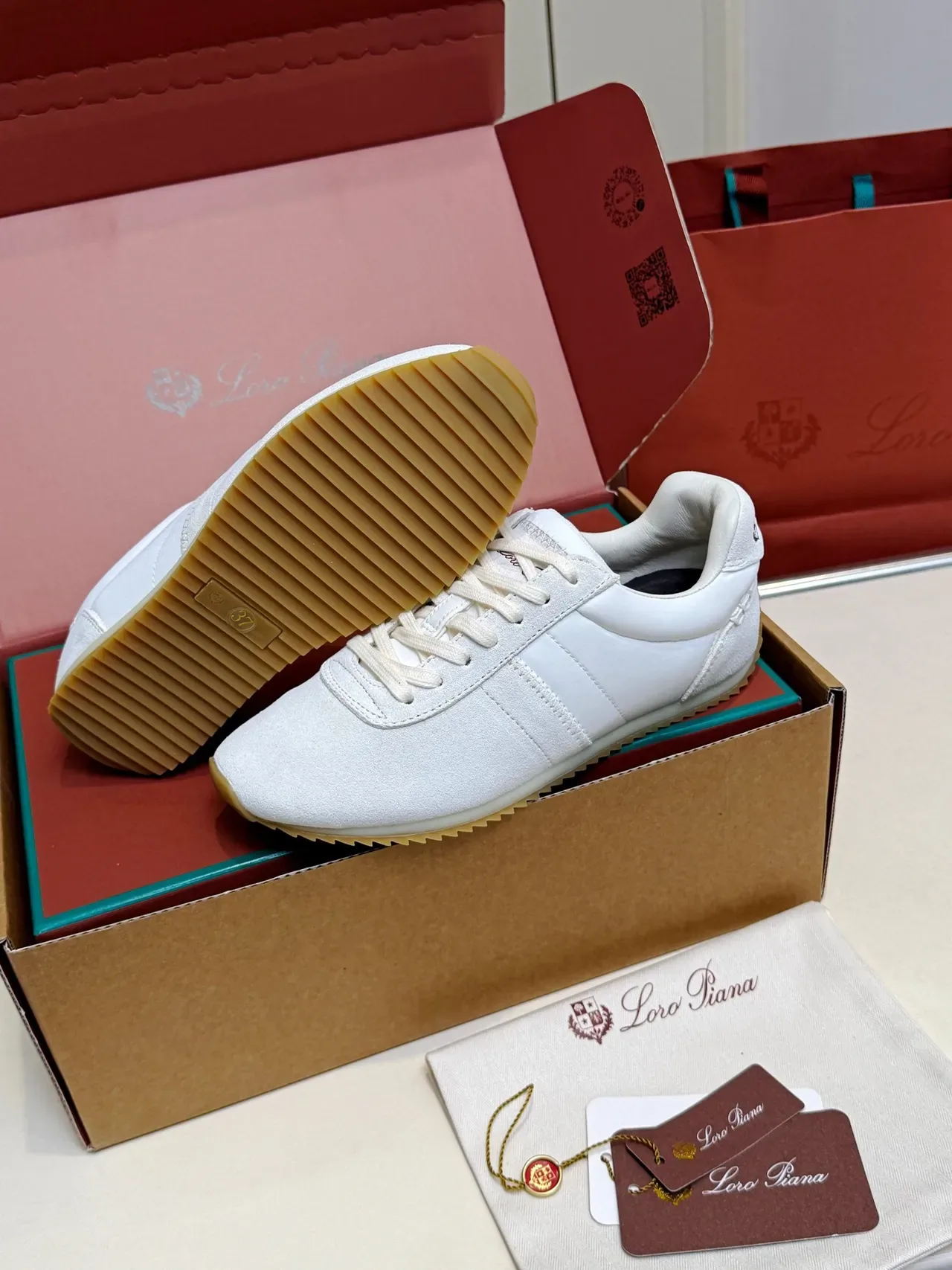 Loro Piana White Suede Low-Top Lifestyle Sneakers 2