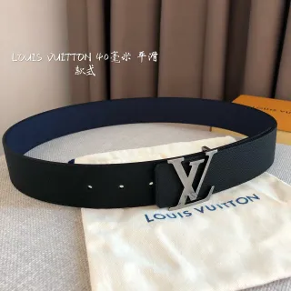 Louis Vuitton 40mm Smooth Black Navy Grain Two-Tone Leather Belt