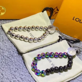 Louis Vuitton Beads Multicolor Silver Beaded Metal-Charm Bracelet