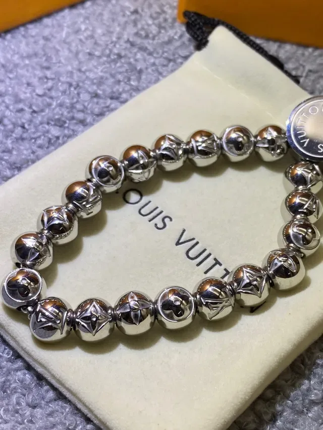 Louis Vuitton Beads Multicolor Silver Beaded Metal-Charm Bracelet 4
