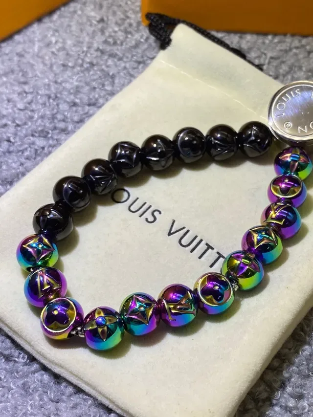 Louis Vuitton Beads Multicolor Silver Beaded Metal-Charm Bracelet 5