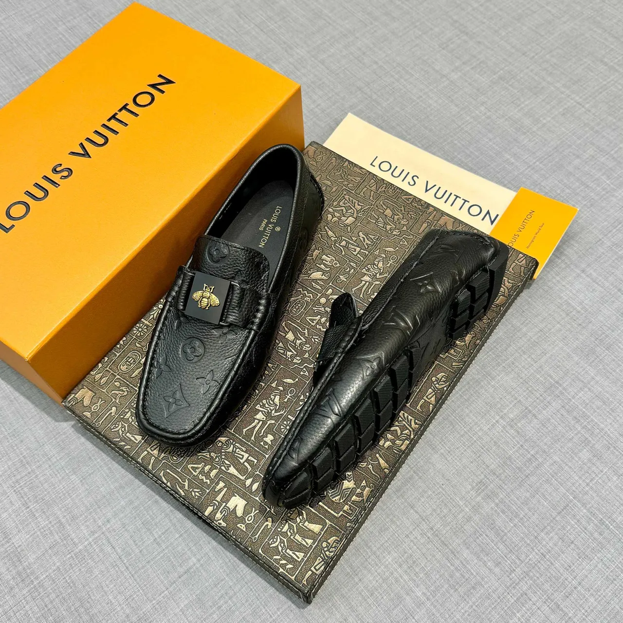 Louis Vuitton Bee Loafer Black Embossed Monogram Leather Loafers 2