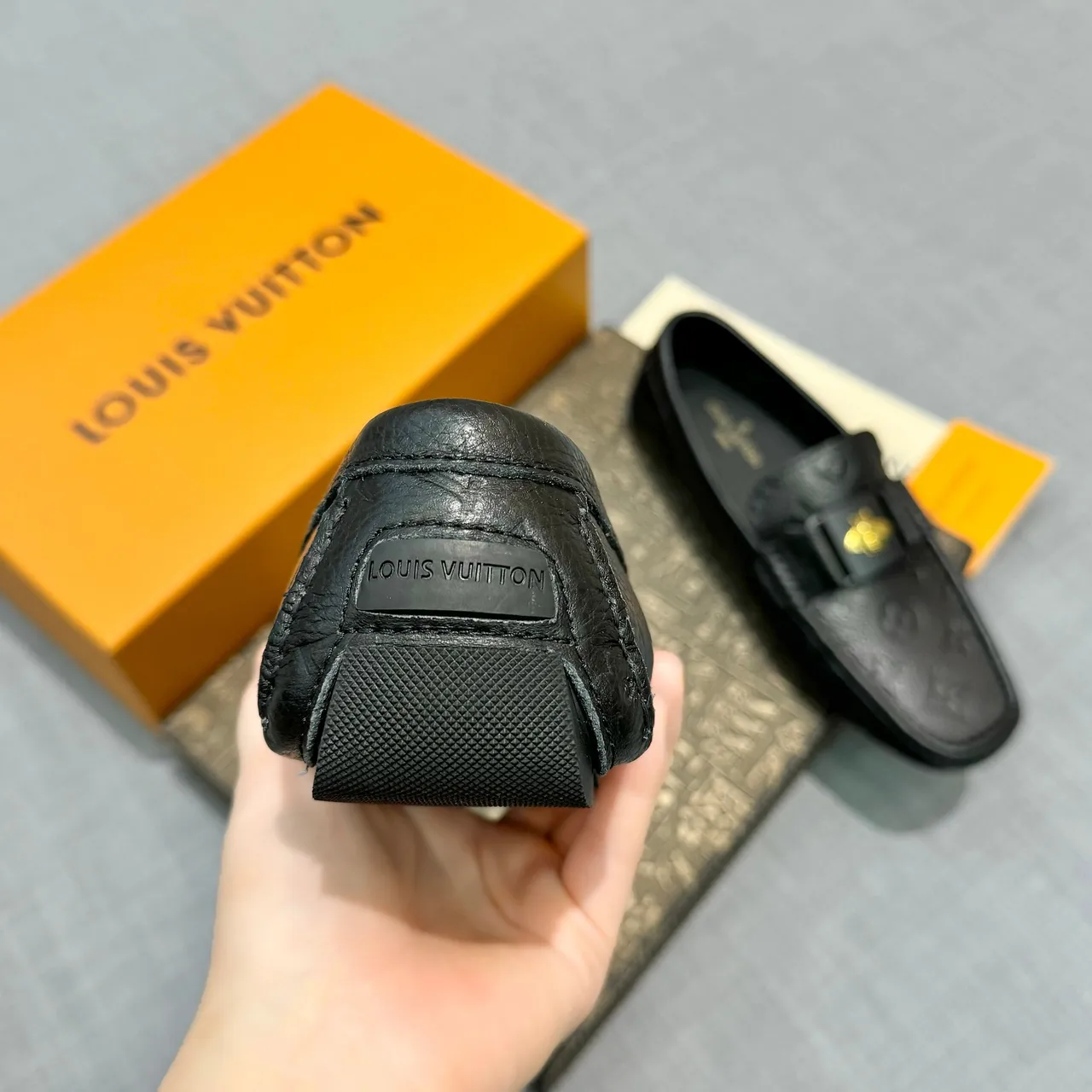 Louis Vuitton Bee Loafer Black Embossed Monogram Leather Loafers 5