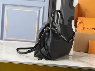 Louis Vuitton Beige Brown Monogram-Printed Chain-Strap Bucket Bag 9