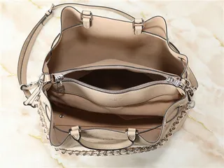 Louis Vuitton Beige Brown Monogram-Printed Chain-Strap Bucket Bag 11