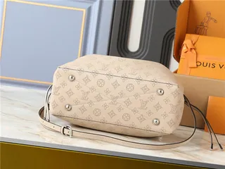 Louis Vuitton Beige Brown Monogram-Printed Chain-Strap Bucket Bag 16