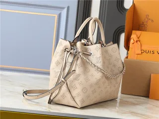 Louis Vuitton Beige Brown Monogram-Printed Chain-Strap Bucket Bag 18