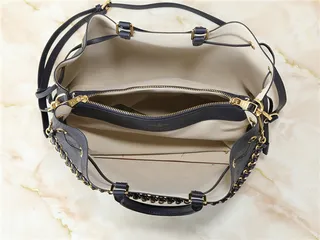 Louis Vuitton Beige Brown Monogram-Printed Chain-Strap Bucket Bag 20