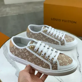 Louis Vuitton Beige White Monogram Canvas Low-Top Lifestyle Sneakers