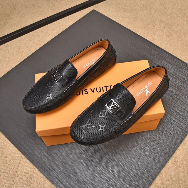 Louis Vuitton Black Beige Monogram-Perforated Leather Metal LV Buckle Strap Loafer 8