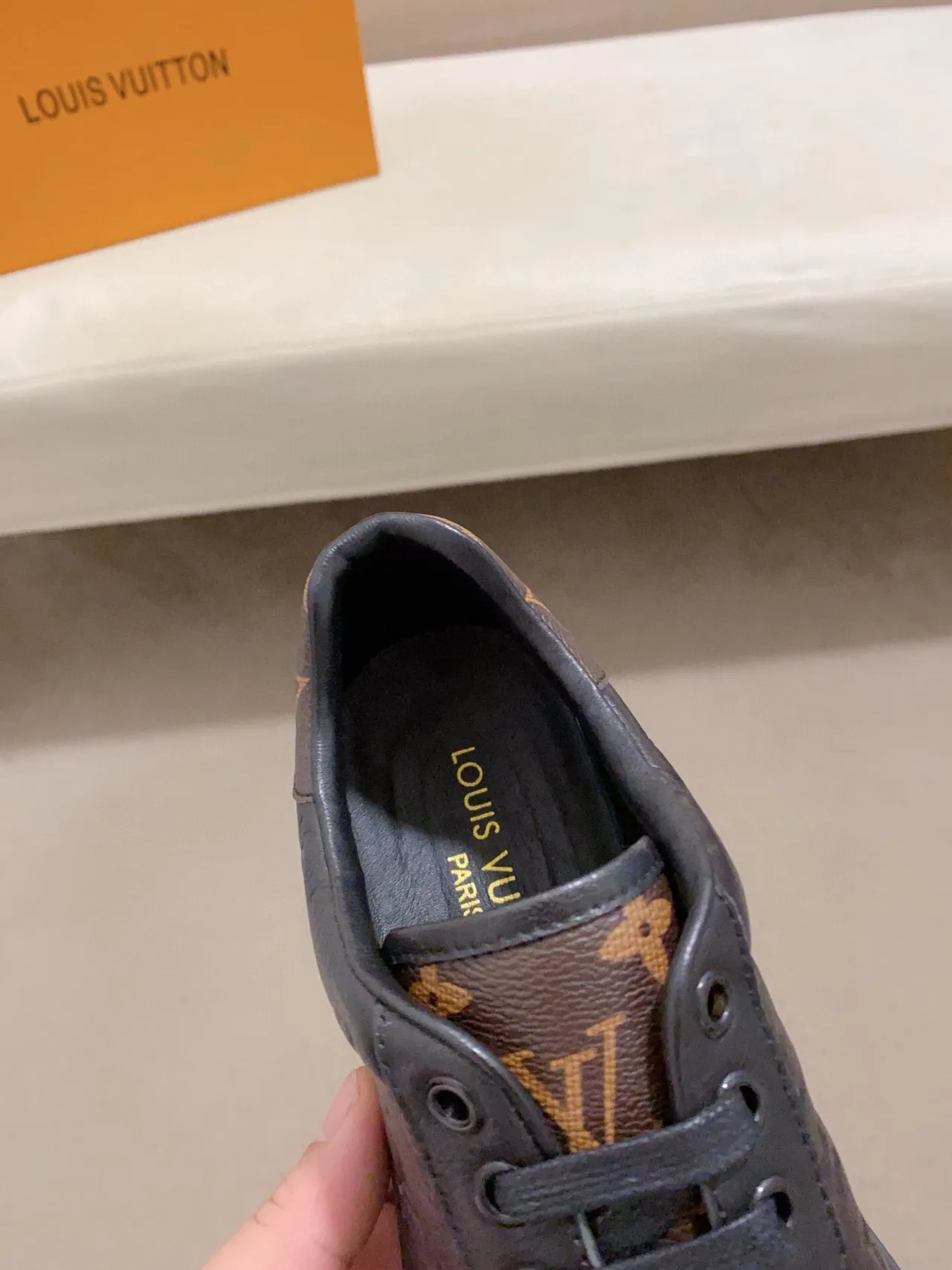 Louis Vuitton Black Gold Embossed Monogram Leather Low-Top Silhouette Lifestyle Sneakers 6