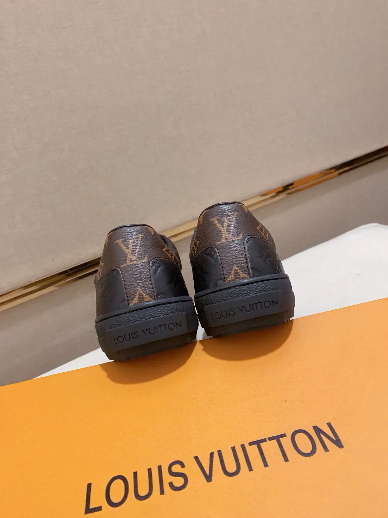 Louis Vuitton Black Gold Embossed Monogram Leather Low-Top Silhouette Lifestyle Sneakers 8