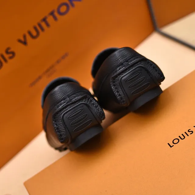 Louis Vuitton Black Gray Monogrammed Leather Metal LV Buckle Strap Loafer 2