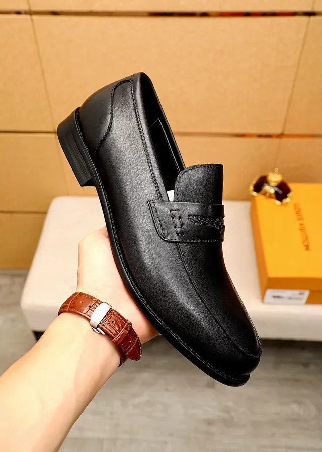 Louis Vuitton Black Leather Penny Strap Loafers 5