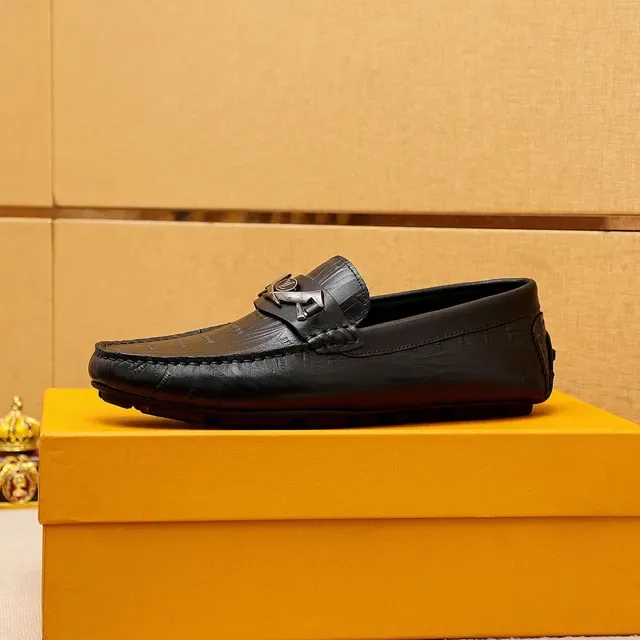 Louis Vuitton Black Silver Croc-Embossed Leather Horsebit Buckle Loafer 6